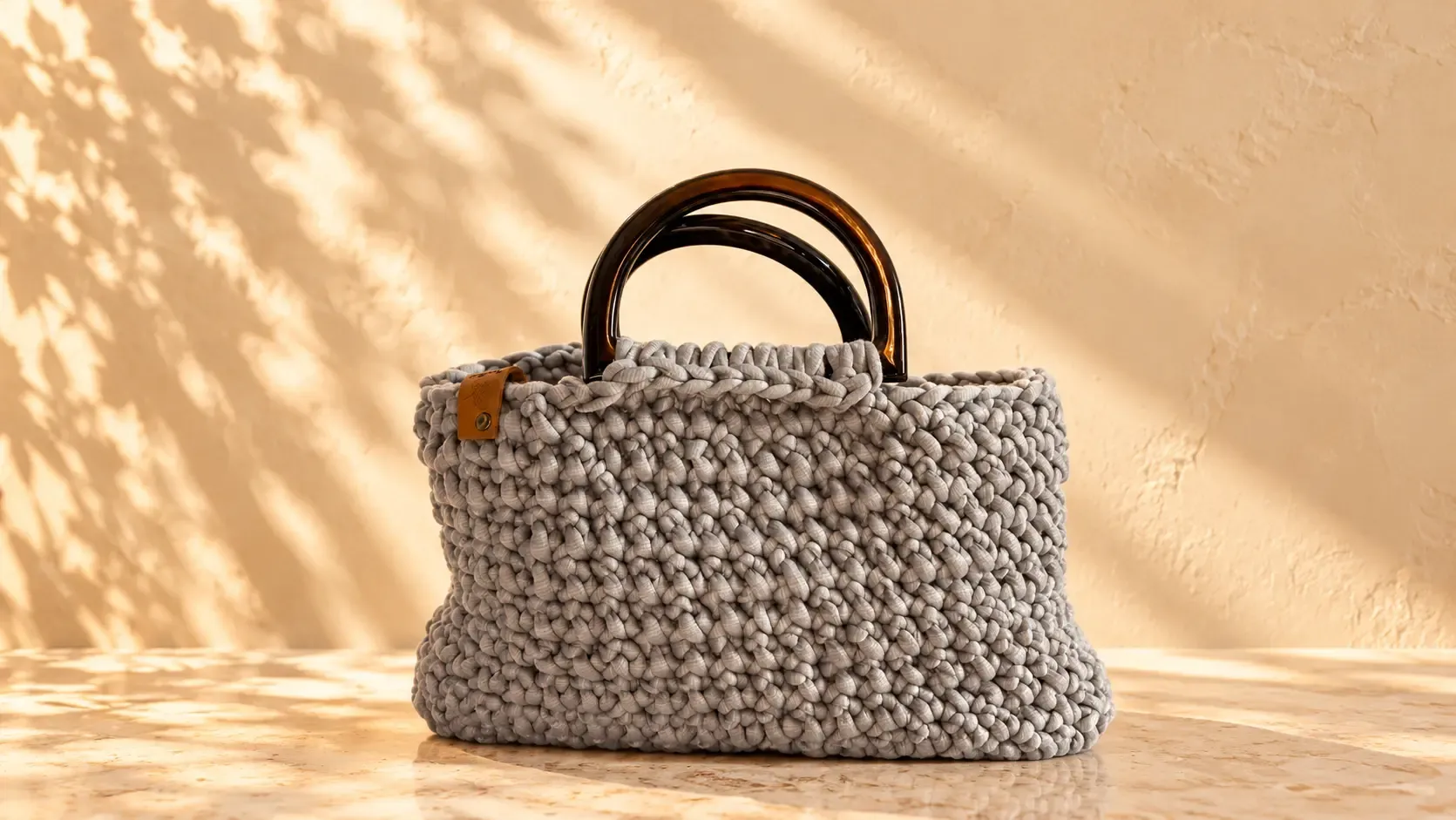 Sac Andréa-Lan en crochet, couleur gris
