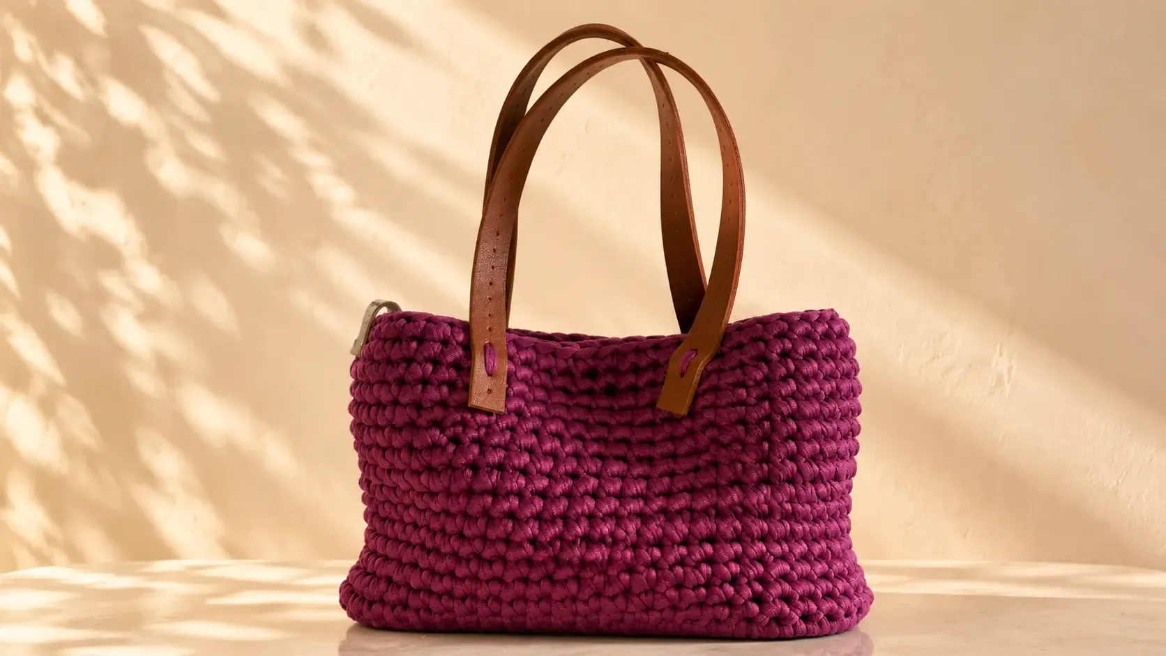 Sac Lola en crochet, couleur cassis